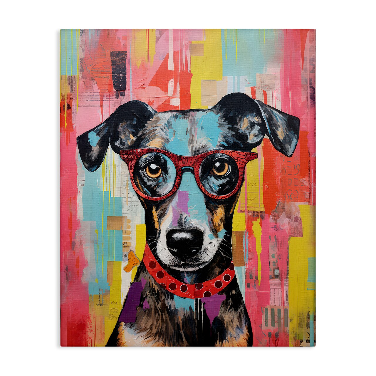 Stupell Industries Quirky Spectacle Dog Canvas Wall Art Design by LSR Design Studio